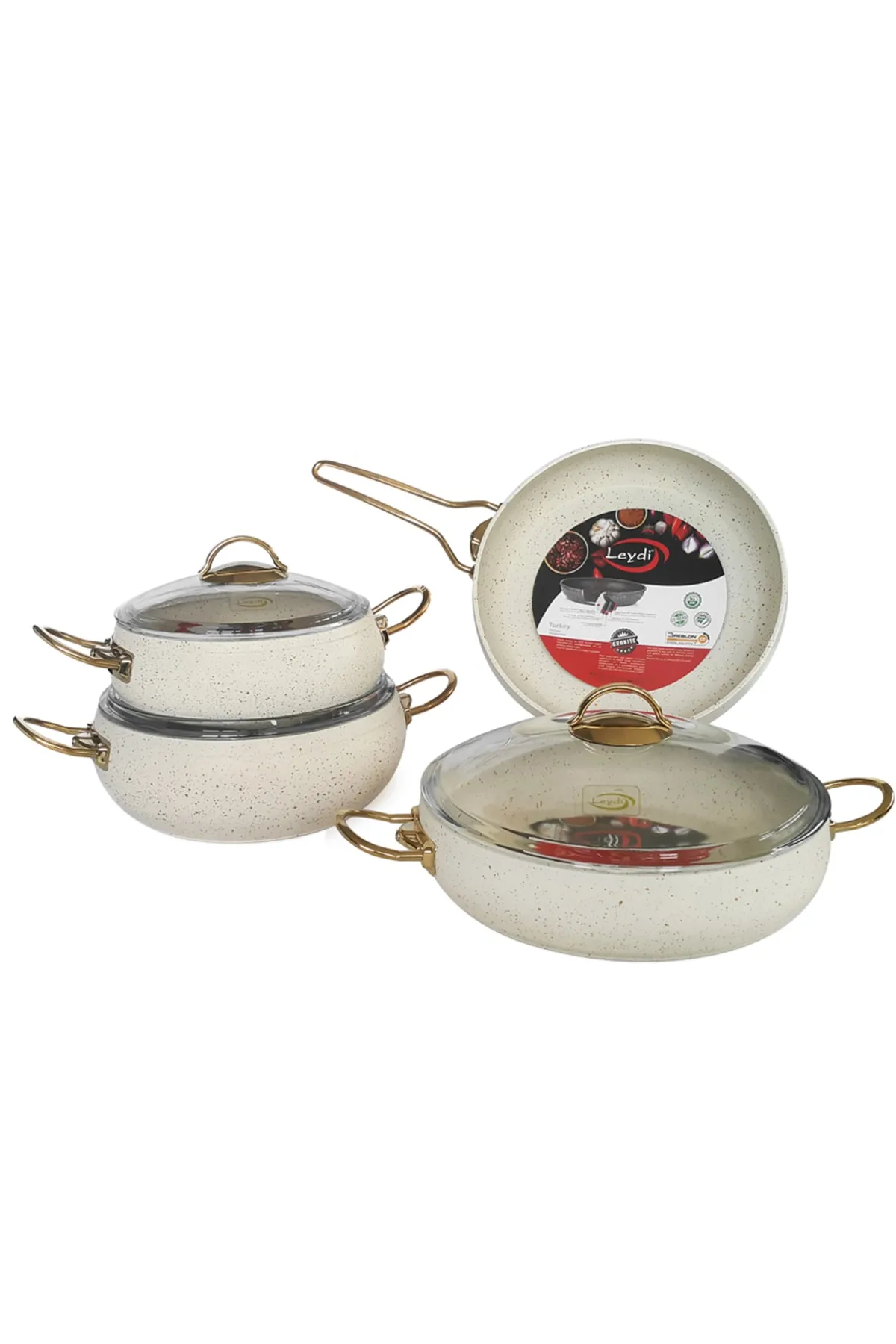 Leydi Elite Ivory 7 Parça Granit Tencere Seti